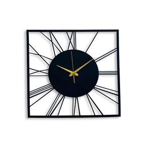 Reloj de pared romano de Metal negro con forma cuadrada moderna, diseño elegante minimalista, decoración llamativa para sala de estar, dormitorio o cocina - Product Image 1