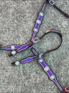 Ensemble de têtière et de collier de poitrine en cuir de crocodile occidental de qualité supérieure pour équipement d'équitation de chevaux disponible en vrac - Product Image 2