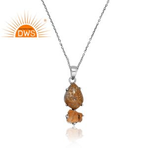 Collar con colgante de piedras preciosas de Coral y citrino Natural de Plata de Ley 925, joyería personalizada para mujer, regalo para ella - Product Image 2