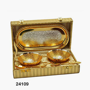 Brass Trolley <b>Bowl</b> Set <b>Large</b>, Dry Fruits <b>Bowls</b>, Metal <b>Bowls</b> With Spoon - Product Image 4