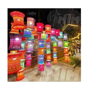 BEST PRICE <b>BAMBOO</b> SILK LANTERN TRADITIONAL HANGING <b>LIGHT</b> MADE in VIETNAM VARIOUS THEME and COLOR READY to SHIP - Product Image 1