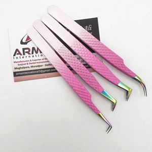 Pince à épiler à isolation en acier inoxydable avec pointe arc-en-ciel, meilleure qualité, rose, ombré - Product Image 5