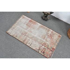 พรมตุรกีวินเทจ2x3ft ขนแกะเย็บปะติดปะต่อกันสีแดงสีเบจห้องโถงสี่เหลี่ยมผืนผ้าสำหรับห้องข้างเตียงใหม่พร้อมยางรอง - Product Image 4