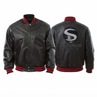 Veste de baseball en cuir PU style streetwear avec broderie personnalisée, veste universitaire, veste de baseball en laine contrastée