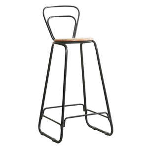 Taburete de bar Simple y moderno, silla de madera sólida y metal, artesanías para sala de estar, sillas de bar, mesas de hotel - Product Image 4