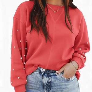 Women's Casual Winter Regular Pullover <b>Sweatshirt</b> Anti-Shrink Unlined Batwing Sleeves O-Neck 100% <b>Embroidery</b> Printed Front - Product Image 5