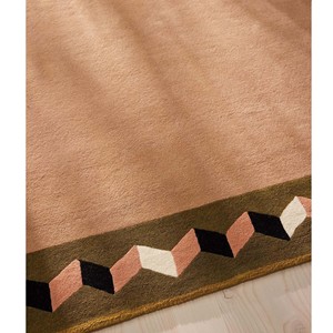 Tapis personnalisé en laine touffeté à la main Bordure géométrique moderne Conception ovale unique pour la décoration de la maison et du pique-nique Pile haute adaptée aux animaux de compagnie Vente en gros - Product Image 6