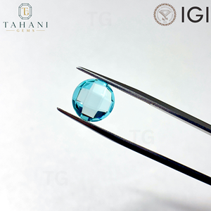 Pierres précieuses synthétiques de grenat YAG de type Paraiba bleu, cultivées en laboratoire, taille ronde briolette et taille checker, certifiées IGI, pour la fabrication de bijoux - Product Image 1