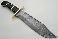 Couteaux de chasse en acier D2 faits à la main sur mesure avec manche en os Couteau Bowie hautement poli avec étui en cuir.