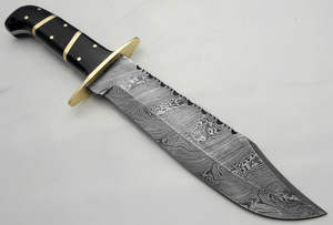 Cuchillos de caza de acero D2 hechos a mano personalizados con mango de hueso Cuchillo Bowie de alto pulido con Funda de cuero. - Product Image 5