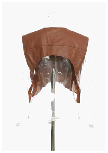 Chaqueta de Mujer Personalizable, Impermeable, Cortavientos, de Punto y Cuero, Color Sólido, Transpirable, Cuello en V, Largo Regular, con un Solo Botón - Product Image 6