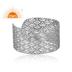 Best Selling Sterling Silver Filigree Mandala Design Cuff Bangle Custom Jewelry For Women Gift For Her - Product Image 2