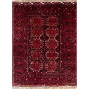 Alfombra Grande de Lana Kiaan, Tejida a Mano, con Medallón Abstracto Rojo y Naranja, Rectangular, para el Hogar - Pae-4757, para Entrada, Pasillo, Sala de Estar - Product Image 1