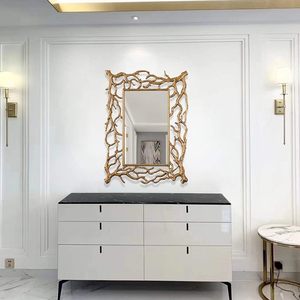 Espejo de pared de Metal Premium de latón AK con marco de acabado dorado espejo de pared de diseño moderno hecho a mano para decoración de Hotel/Decoración de dormitorio - Product Image 3