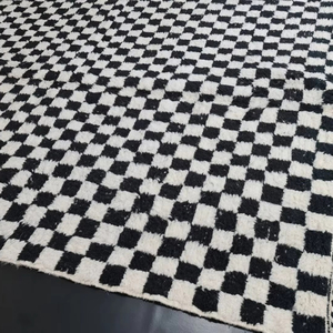 Beniourain พรมปูพื้นสไตล์โมรอคโคพรมทอมือผ้าทอสีขาวดำชุดพรมลายตารางหมากรุกสำหรับพื้นที่ที่กำลังมาแรง - Product Image 3
