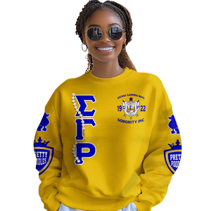 Sweat-shirt à col rond Sigma Gamma Rho 1922 Bleu Or Sororité Vêtements grecs Polaire de qualité supérieure Pull d'hiver Tenue cadeau Style femme - Product Image 4