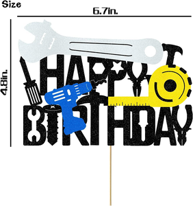 Herramienta de construcción Cake Toppers Tema mecánico divertido con diseño de herramientas para niños Fiesta de cumpleaños y suministros de celebración de manitas - Product Image 2