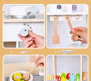 مطبخ كبير للأطفال للعب ألعاب المطبخ محاكاة مجموعات ألعاب المطبخ الخشبية للأطفال دور التعليم المبكر - Product Image 5