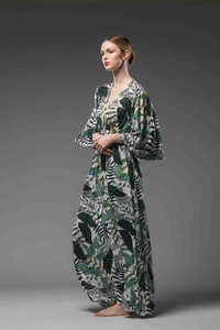 Romantic Playful Spectacular Embroidered V Neckline Ruffle Sleeve Elastic Back Midi Dress Natural Waist Eco-Friendly 100% Cotton - Product Image 4