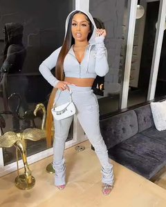 Conjunto Deportivo de Dos Piezas para Mujer, Otoño, Ajustado, de Algodón y Elastano, para Correr - Product Image 3