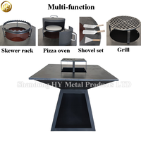 Barbecue en acier Corten avec table à manger - Brasero extérieur résistant aux intempéries pour patio et balcon |   Fabrication OEM personnalisée disponible