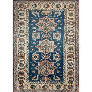 พรมขนสัตว์ถักมือสีน้ำเงิน Nuray รุ่น Pae-1352 ลายเหรียญตรา สำหรับใช้ในบ้าน - Product Image 1