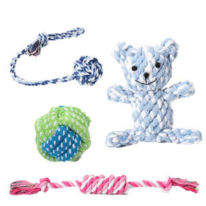 Ensemble de jouets à mâcher en corde de coton durable et écologique pour petits animaux, jeu interactif pour chiots et chiens - Product Image 5