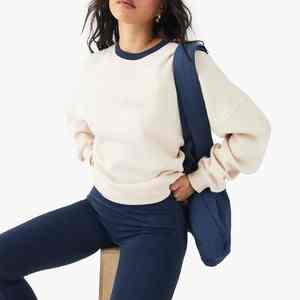 Vente en gros sweat femme anti-boulochage surdimensionné personnalisé DTF imprimé logos respirant sweat teint uni pour femmes - Product Image 1