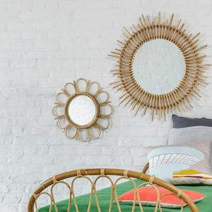 Natural Rattan Flower <b>Wall</b> <b>Mirror</b> - Rustic and Minimalist Home Decoration for Living Spaces <b>Hanging</b> <b>Mirror</b> <b>Wall</b> Decor - Product Image 3