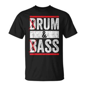 T-shirt Vintage Drum & Bass Rum & Ass, Design Grafico Promozionale Premium in Stile Musicale Vintage - Product Image 1