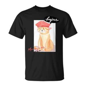 Camiseta Cat In Paris, diseño gráfico negro, unisex, talla para adultos - Product Image 1