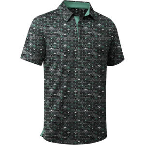 Vêtements de golf pour hommes, tricot écologique, logo personnalisé imprimé, broderie de haute qualité, manches courtes, polyester/coton - Product Image 1