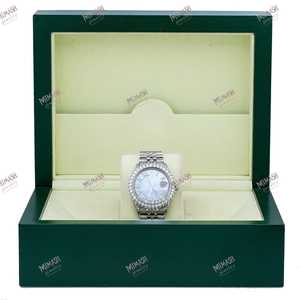 นาฬิกาเพชร VVS Moissanite ขนาดเส้นผ่าศูนย์กลาง36มม. หรูหราพร้อมหน้าปัดเลขโรมันสีฟ้าสไตล์ฮิปฮอป - Product Image 6