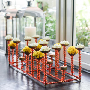 Brass Urli Bowl With Stand Floral Pattern Tea <b>Light</b> Candle Holder for Home Party Christmas Diwali Decorations Weddings Birthdays - Product Image 5