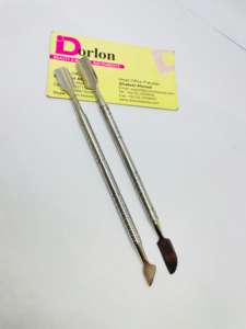 Pousse-cuticules en argent ordinaire, double extrémité, en acier inoxydable, en forme de cuillère avec couteau, pousse-cuticules personnalisé avec logo, pousse-ongles. - Product Image 4