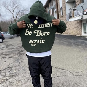 Puff Printing Hoodie Set Logo Man Plain Pullover Cotton <b>String</b> Oversized Hoodies Custom Heavyweight Blank Hoody - Product Image 2