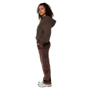 Blank Heavyweight French Terry Full <b>Zip</b> <b>up</b> Women <b>Crop</b> Top Custom Print Emboss Embroidery Logo Distress Cotton Hoodie Set - Product Image 5