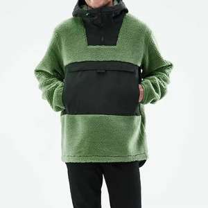 Sudaderas con capucha de gran tamaño informales para hombre 100% algodón mezclado transpirable diseño superior Sherpa Fleece liso teñido - Product Image 3