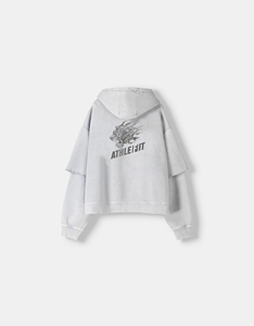 Sudadera con capucha de gran tamaño para hombre con logotipo personalizado al por mayor, Jersey de algodón grueso bordado, sudadera con hombros caídos - Product Image 2