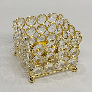 Vente en gros de bougies chauffe-plat personnalisées carrées en plaqué or pour la décoration intérieure Bougeoir votif en cristal pour la décoration intérieure et le centre de table de mariage - Product Image 1