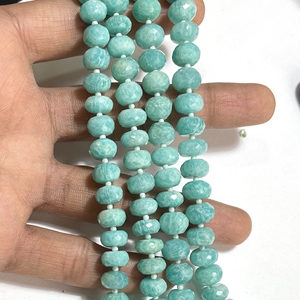 Venta al por mayor 8-9MM Amazonita Facetada Rondelle Forma Cuentas de piedras preciosas verdes para la fabricación de joyas - Product Image 5