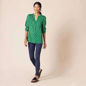 Customizable 100% Cotton Solid Deep Blue Color Mid RIse Skinny FIt Ladies <b>Leggings</b> With Best Factory Price From Bangladesh - Product Image 4