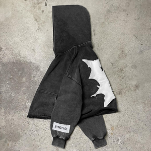 Sweat-shirt délavé avec logo personnalisé, style vintage streetwear, imprimé en relief, en molleton français, délavé à l'acide - Product Image 2