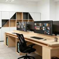 Poste de travail modulaire de bureau 4 places, cloison de bureau en bois pour le personnel