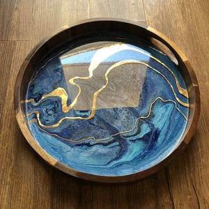 High Quality Luxury Resin Wood Serving Tray Epoxy Serving Tea Breakfast Food Serving Tray Wholesale <b>Restaurant</b> & <b>Hotel</b> <b>Supplies</b> - Product Image 3