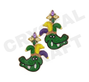 Mardi Gras Gator Parties Spécial Mode Boucles D'oreilles Nouvelle Arrivée Transfrontalière À La Main Perles Doux Paillettes À La Mode Creative - Product Image 1