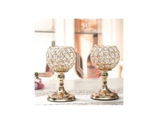 Bougeoir en fer et en métal doré et argenté pour la décoration de la maison bougeoirs en cristal de table de mariage de luxe classique - Product Image 1