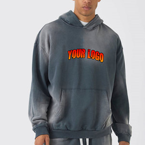 Sudadera con Capucha Personalizada Lavada con Cierre, Estilo Americano, Holgada, Unisex, Lisa, de Color Sólido, Sudadera de Doble Capa para Hombre - Product Image 5