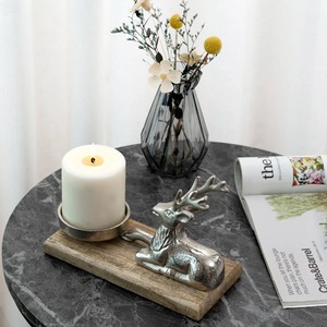 Porte-bougie en bois avec accent en métal en forme de renne pour la décoration de la maison, présentation de table festive, thème de Noël, centre de table décoratif - Product Image 6