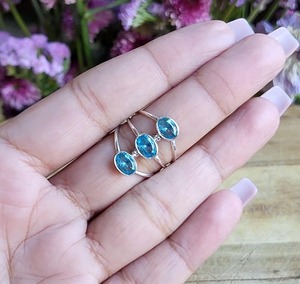 แหวนสปินเนอร์925เงินแท้สีฟ้าบุษราคัมแหวน925พลอยเงินสเตอร์ลิงแฮนด์เมดแหวนผู้หญิงเครื่องประดับธรรมชาติแหวนแข็ง - Product Image 3